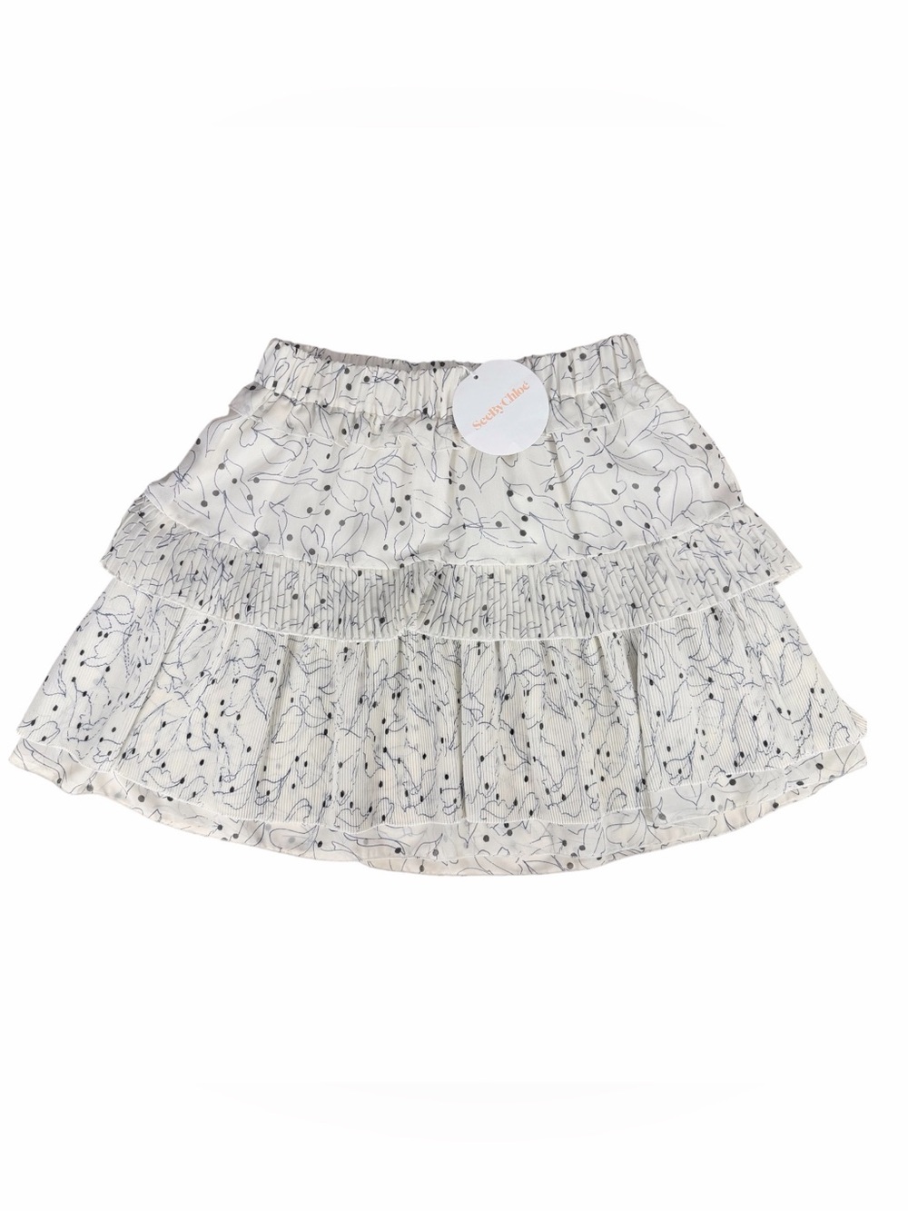 See By Chloe Mini White Floral Ruffle Skirt NWT